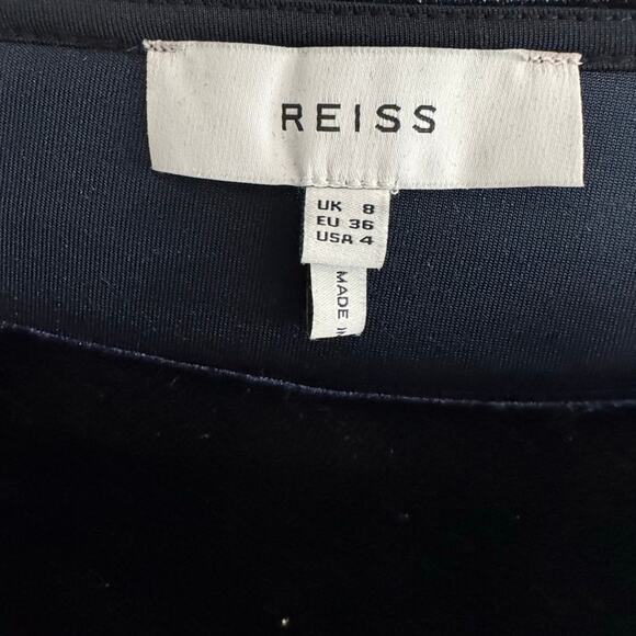 REISS $240 Midnight Blue Velvet Long Sleeve Cut Out Mini Dress Size 4 - Picture 11 of 11